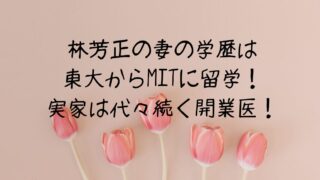 林芳正の妻の学歴は東大からMITに留学！実家は代々続く開業医！