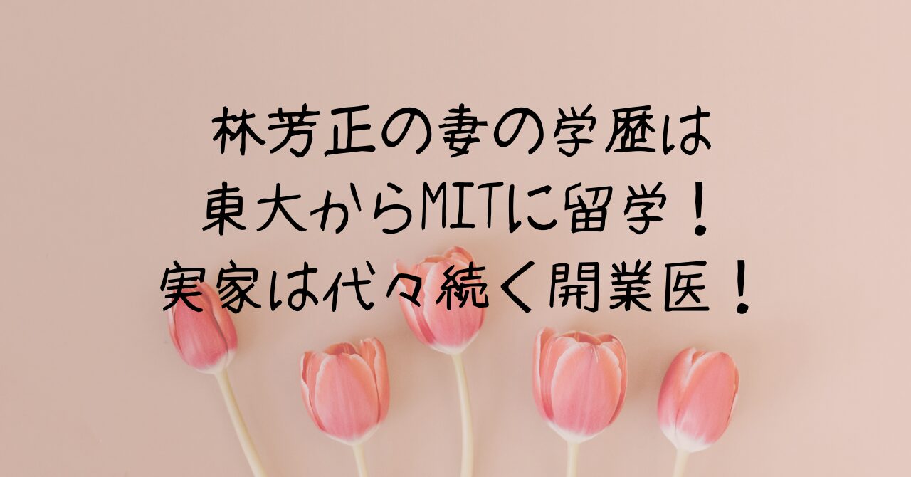 林芳正の妻の学歴は東大からMITに留学！実家は代々続く開業医！