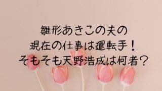 雛形あきこの夫の現在の仕事は運転手！そもそも天野浩成は何者？