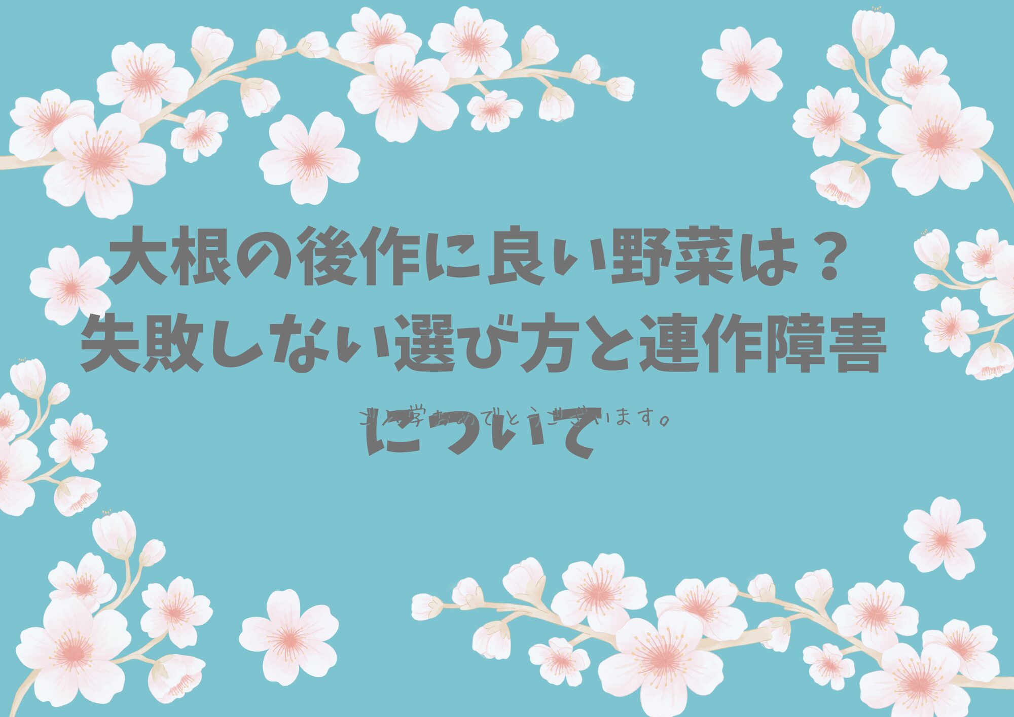 大根の後作に良い野菜は？失敗しない選び方と連作障害について
