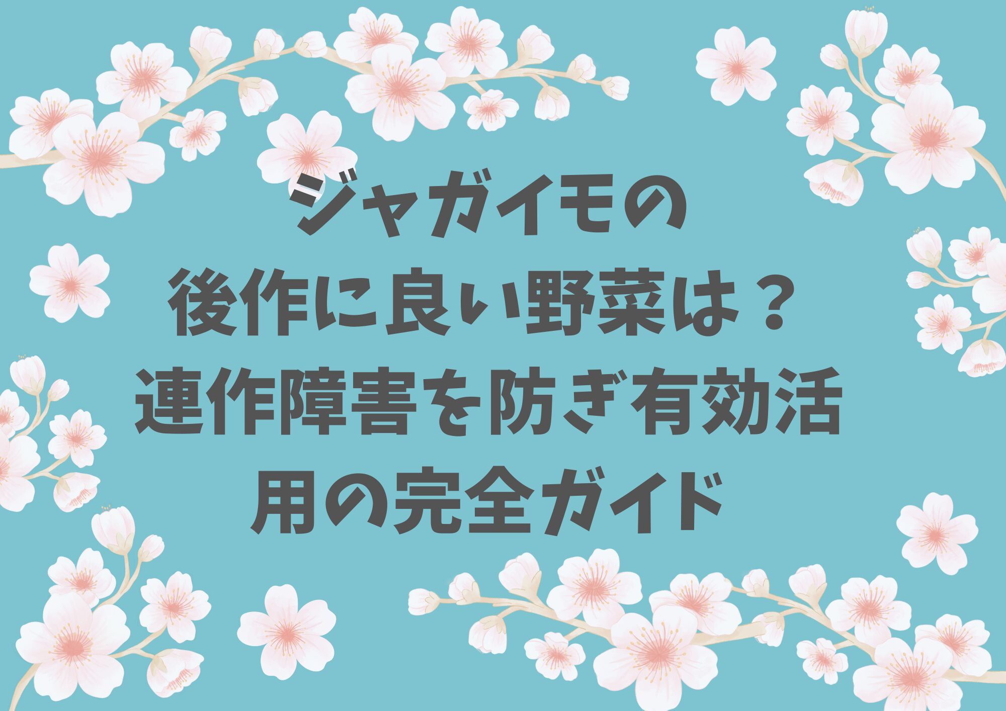 ジャガイモの後作に良い野菜は？連作障害を防ぎ有効活用の完全ガイド